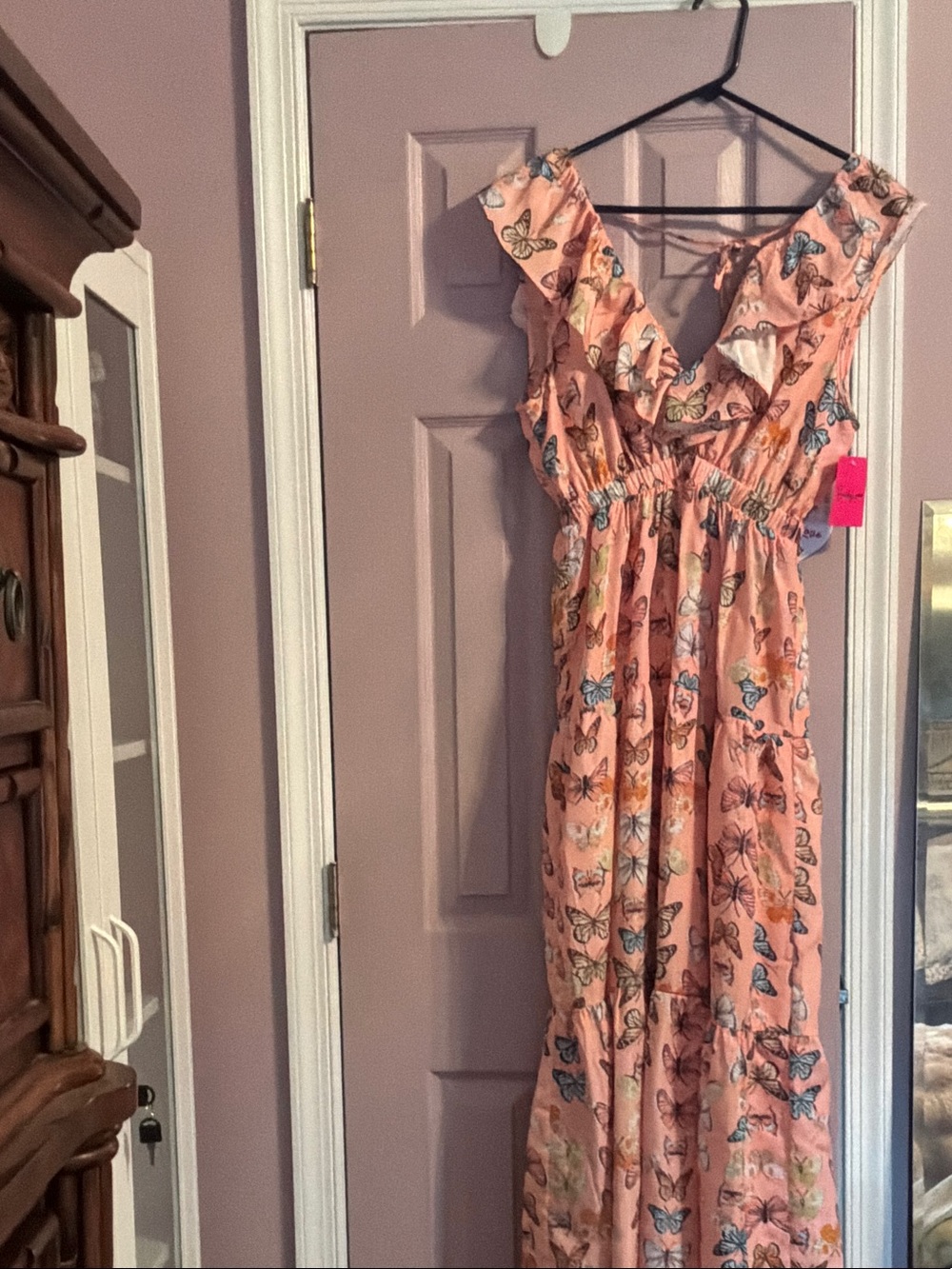 Buddy Love pink butterfly maxi dress.